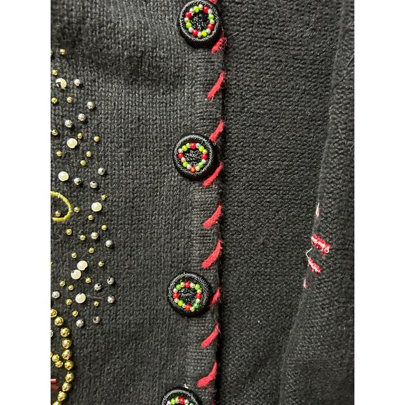 Draper’s & Damon’s Ramie Blend Cardigan Sweater XL Festive Christmas Knit - Picture 6 of 7